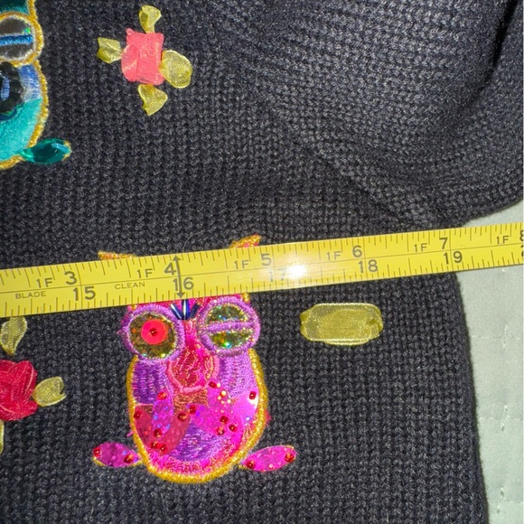 Jack B. Quick 90s Y2K Sequined Beaded Owl Cardigan Sweater Top Sz L. EUC - Picture 11 of 14